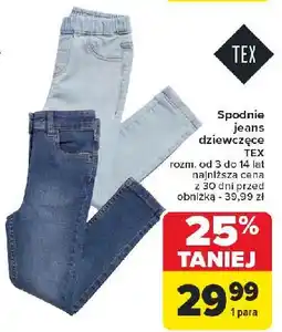 Carrefour Spodnie jeans dziewczęce 3-14 lat Tex oferta