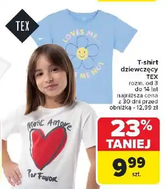 Carrefour T-shirt dziewczęcy 3-14 lat Tex oferta