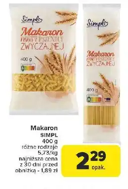 Carrefour Makaron z pszenicy zwyczajnej spaghetti Simpl oferta