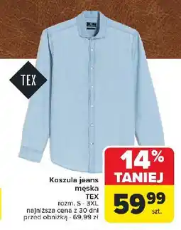 Carrefour Koszula męska jeans s-3xl Tex oferta