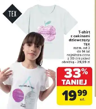 Carrefour T-shirt z cekinami 3-14 lat Tex oferta