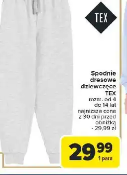 Carrefour Spodnie dresowe dziewczęce 4-14 lat Tex oferta