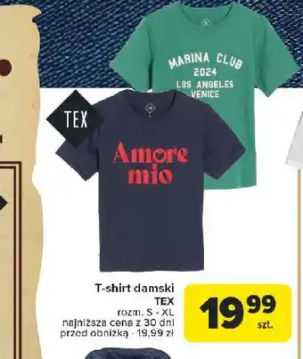 Carrefour T-shirt damski z nadrukiem s-xl Tex oferta