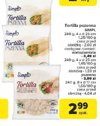 Carrefour Tortilla pszenna 17 cm Simpl oferta