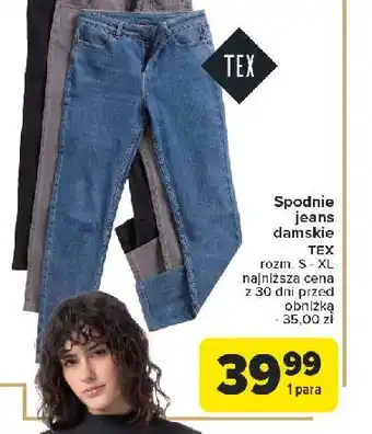 Carrefour Spodnie jeans damskie rozm. s-xl Tex oferta