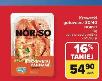 Carrefour Krewetki całe gotowane Norso oferta