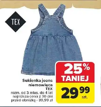 Carrefour Sukienka jeans niemowlęca 3 mies - 4 lat Tex oferta