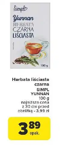 Carrefour Herbata czarna liściasta yunnan Simpl oferta