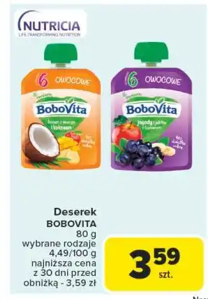 Carrefour Mus jagody i jabłka z bananem Bobovita oferta