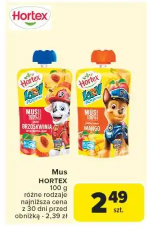 Carrefour Mus banan jabłko mango Hortex Leon oferta