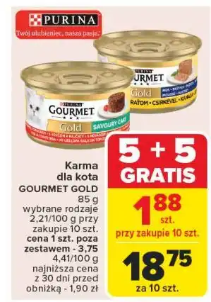 Carrefour Karma dla kota łosoś i kurczak w sosie Purina Gourmet Gold oferta