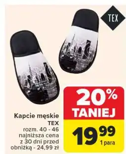 Carrefour Kapcie męskie rozm: 40-46 Tex oferta