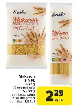 Carrefour Market Makaron z pszenicy zwyczajnej spaghetti Simpl oferta