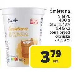 Carrefour Market Śmietana 18 % Simply oferta