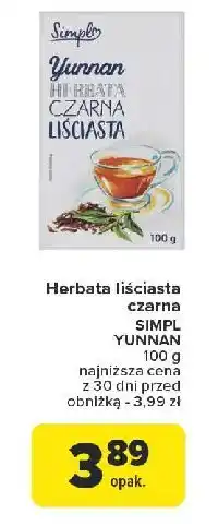 Carrefour Market Herbata czarna liściasta yunnan Simpl oferta