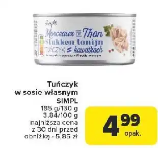 Carrefour Tuńczyk w kawałkach w sosie własnym Simpl oferta