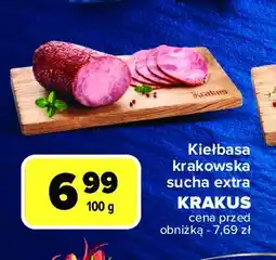 Carrefour Kiełbasa krakowska sucha extra Krakus animex oferta