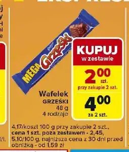 Carrefour Express Wafelek kakaowy w czekoladzie deserowej Grześki mega oferta