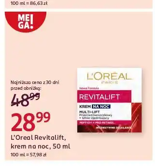 Rossmann Krem do twarzy regenerujący na noc L'oreal Revitalift oferta