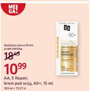 Rossmann Krem pod oczy napinająco-odżywczy 60+ złota kuracja Aa Technologia Wieku 5Repair oferta