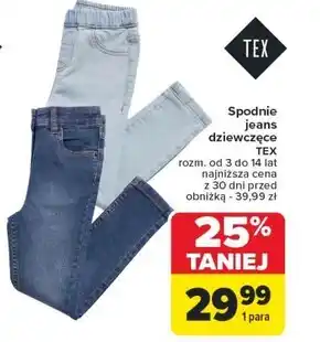 Carrefour Spodnie dziewczęce TEX oferta