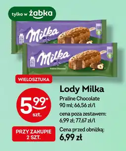 Żabka Lód praline chocolate Milka ice cream oferta