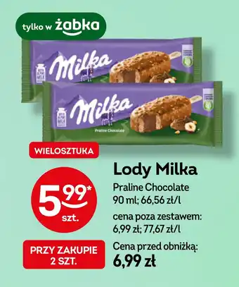 Żabka Lód praline chocolate Milka ice cream oferta