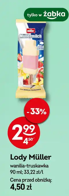 Żabka Lód wanilia-truskawka Mullermilch oferta