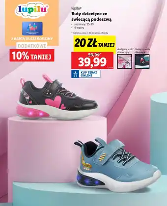 Lidl Lupilu buty dziecięce ze świecącą podeszwą oferta