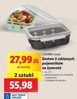 Lidl LIVARNO home Zestaw 2 szklanych pojemników na żywność oferta