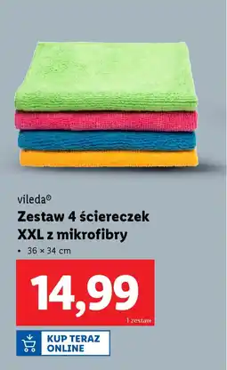 Lidl Vileda zestaw 4 ściereczek xxl z mikrofibry oferta