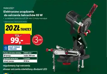 Lidl PARKSIDE Elektryczne urządzenie do ostrzenia łańcuchów 85 W oferta