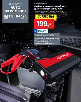 Lidl ULTIMATE SPEED Mobilne urządzenie rozruchowe z powerbankiem 12 000 mAh oferta