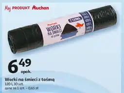 Auchan Worki na śmieci z taśmą 120 l Auchan oferta