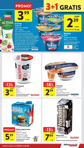 Intermarche Jogurt truskawka-kiwi bez laktozy Danone Activia oferta