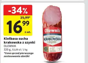 Intermarche Kiełbasa krakowska sucha z szynki Olewnik oferta