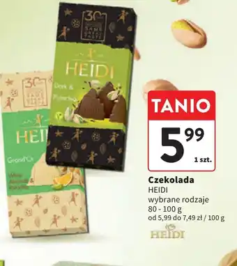 Intermarche Czekolada biała z kameralizowanymi migdałami kawałkami pistacji i pomarańczy Heidi oferta