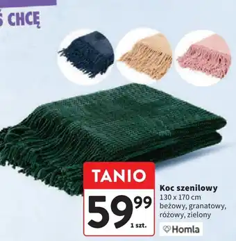 Intermarche Koc szenilowy 130 x 170 cm zielony Homla oferta