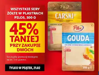 Lidl Sery żółte w plastrach pilos oferta