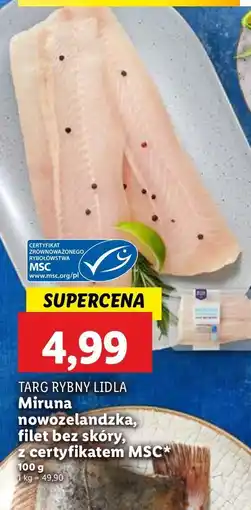 Lidl Miruna nowozelandzka filet bez skóry Targ Rybny Lidla oferta