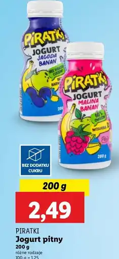 Lidl Jogurt malina- banan Pilos Piratki oferta