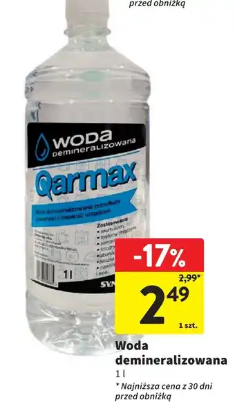 Intermarche Woda demineralizowana Qarmax oferta