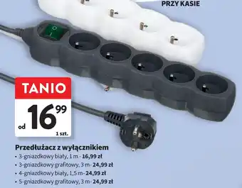 Intermarche Przedłużacz z wyłącznikiem 5 gniazda dł. 3m grafitowy oferta