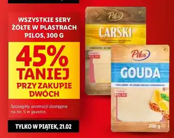 Lidl Ser gouda plastry Pilos oferta