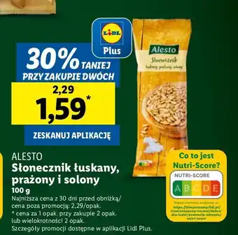 Lidl Słonecznik łuskany prażony solony Alesto oferta