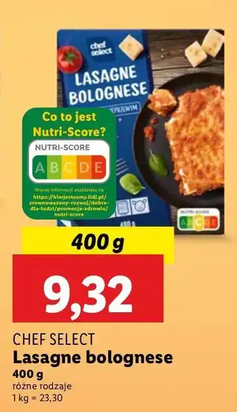 Lidl Lasagne bolognese z mięsem wieprzowym Chef Select oferta