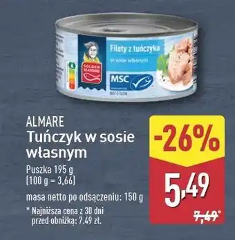 ALDI Tuńczyk w sosie własnym Almare oferta