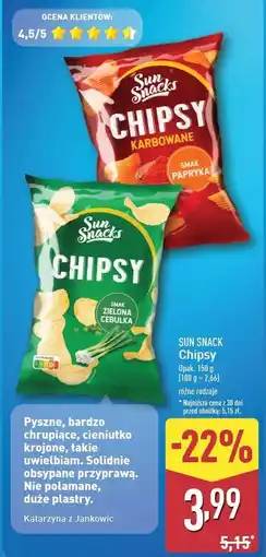 ALDI Chipsy karbowane papryka Sun Snacks oferta