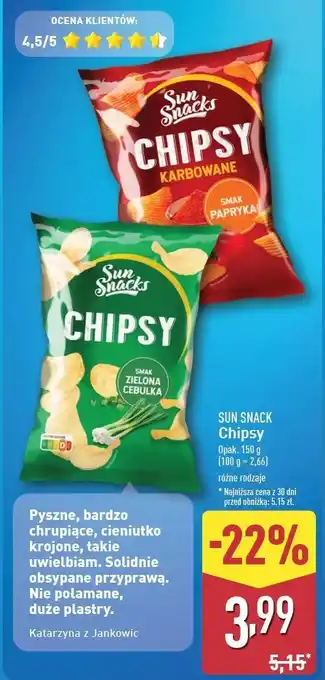 ALDI Chipsy karbowane papryka Sun Snacks oferta