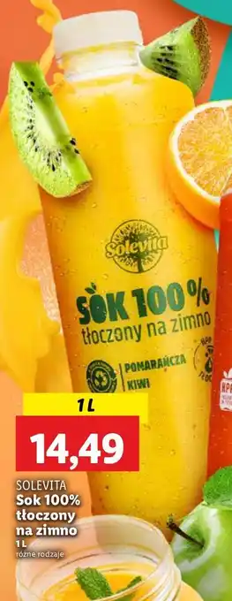 Lidl Sok 100% tłoczony pomarańcza-kiwi Solevita oferta